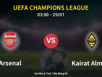 Kết Quả: Arsenal 3-2 Kairat Almaty – Highlight & Bàn Thắng | UEFA Champions League
